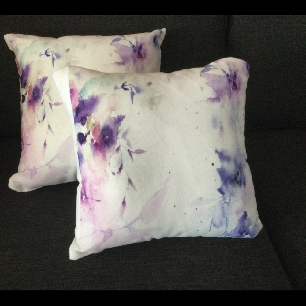 Purple Abstract Watercolor Accent Pillows